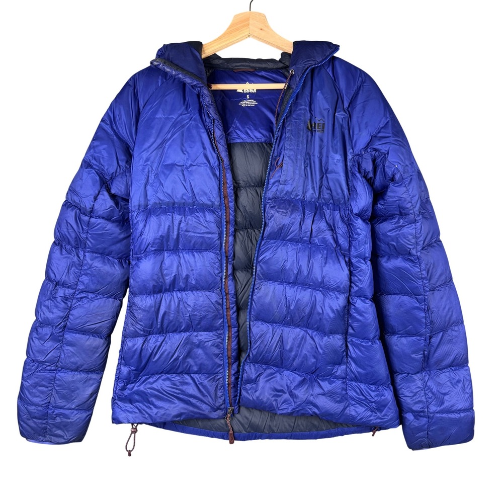 REI Co-op Magma 850 Down Hoodie Blue Puffer Jacket Pertex Quantum Mens Small